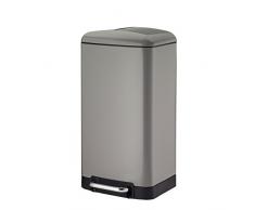 Kela Poubelle à pédale Davino, 30 L, 35x33x62cm, Acier inoxydable, 10907, Gris clair