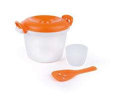 Excelsa Quick Cook Cuiseur Ã Riz Micro-Ondes, PolypropylÃ¨ne, Blanc avec dÃ©tails Orange