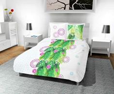 Soleil docre Tahiti Parure housse de couette, Coton, Blanc, 260x240 cm