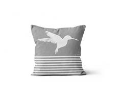 Soleil docre Coussin dÃ©houssable 40x40 cm Colibri Gris, Polyester