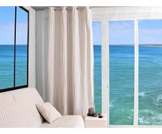 Soleil docre 031197 Cotonade Rideau ÃÂ ÃÂ oeillets jacquard Polyester Coton Ecru 135x250 cm