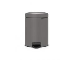 Brabantia - 126284 - Poubelle Ã pÃ©dale newIcon, 5L, Mineral Concrete Grey