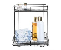 iDesign 09747EU Vienna étagère de Douche, Panier Pratique en métal à Deux étages, Rangement Salle de Bain pour cosmétiques ou shampooing, Noir Mat, Taille Unique