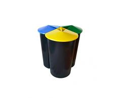 ZANVIC Vam Poubelle de Recyclage rÃ©sistant avec 3Â Compartiments, Noir, Petit