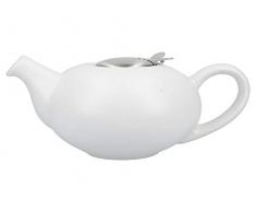 London Pottery ThÃ©iÃ¨re avec infuseur pour thÃ© en Vrac en grÃ¨s Blanc mouchetÃ© 4 Tasses (1 Litre)
