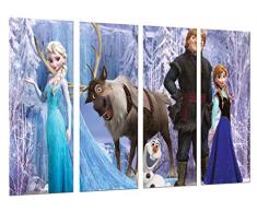 Tableau Moderne Photographique, Impression sur bois, Frozen, Cartoon, Elsa, Olaf, Hans, 131 x 62 cm, ref. 26547
