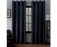 Exclusive Home Curtains Exclusif Maison Rideaux Loha en Lin Grommet Top fenÃªtre Panneau de Rideau Paire, Polyester, Peacoat Blue, 108 Length