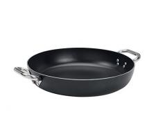 Pentole Agnelli Alblack Casserole en Aluminium, épaisseur 3 mm, avec 2 poignées en Acier Inoxydable 20 cm Noir