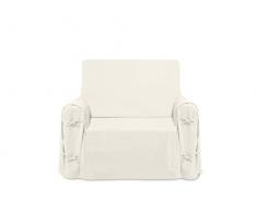 Soleil docre Housse de Fauteuil en Coton Panama écru, Ecru, 90 x 270 cm