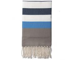Moorish Idol - Fouta Traditionnelle- 100cm x 200cm- Taupe Clair/Blanc/Bleu Jean/Bleu Azur