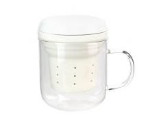 SAVEUR ET Degustation KA2126 Tasse avec Infuseur-320ML, Verre, Transparent Blanc, 10,6 x 8 x 10,2 cm