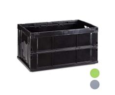 Relaxdays 10022584_46 BoÃ®te pliable couvercle caisse de rangement plastique coffre transport 60 litres 60x40x32 cm, noir, 40 x 58,5 x 31,5 cm