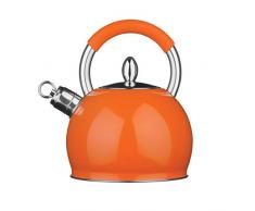 Premier Housewares 0505125 Bouilloire Sifflant Acier Inoxydable Orange, 2.4 Litre