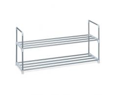 Relaxdays Meuble à chaussures en métal HxlxP: 45 x 90 x 31 cm rangement pour chaussures avec 2 étages pour 8 paires, Argent