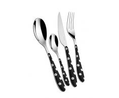 Casa Bugatti PSNU-014F50 POIS Noir Ensemble de couverts, 24 piÃ¨ces