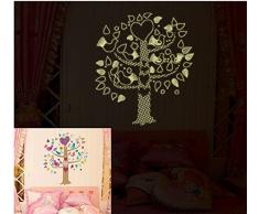 Mondial-Fete - Sticker adhésif Phosphorescent Arbre Fleuri et Oiseaux (75 x 85 cm)