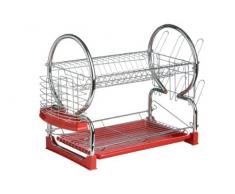 Premier Housewares 0509586 Egouttoir à Vaisselle de 2 Niveaux Plastique Rouge