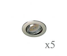 wonderlamp Basic w-e000105Â Pack de spots encastrables ronds avec douille gU10, nickel, 8.5Â x 1.5Â cm, lot de 5