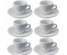 Viva Haushaltswaren Lot de 6 Tasses Ã cafÃ© Expresso avec sous Tasses en Porcelaine Blanche