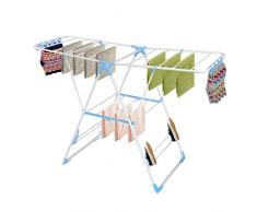 Todeco - Etendoir Ã Linge Pliable, SÃ©choir Ã Linge RÃ©glable - Taille dÃ©ployÃ©e: 138 x 95 x 56 cm - Dimensions du Produit repliÃ©: 104 x 62 x 7,6 cm - Blanc/Bleu