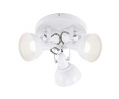 Briloner Leuchten 2049-036R Plafonnier Rondell avec 3 Spots pivotants en mÃ©tal Style rÃ©tro, 40 W, Blanc