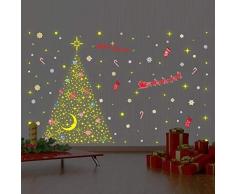 Wallflexi Stickers muraux décorations de Noël « Magical Glow in Dark Stars Christmas Tree Set » pour Salon, Chambre denfant, école, Restaurant, café, hôtel, décoration de Bureau, Multicolore
