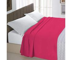 Italian Bed Linen Max Color Drap supérieur en Coleur Unie, 100 % Coton, Fraise, Place et Demie
