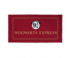 Harry Potter Serviette Officielle Poudlard Express 100% Coton Inscription Supcer Soft Feel Perfect pour la Maison, la Plage et la Piscine, Rouge 140 x 70 cm
