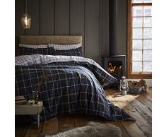 Catherine Lansfield Tartan Check Parure de lit avec Housse de Couette 220x180x1 cm Bleu Marine