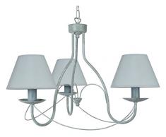 Tosel 20684 Lustre - ProvenÃ§ale Tube Acier, Peinture Ã©poxy, Abat-Jour Cotton, E14, 60 W, Gris/Blanc