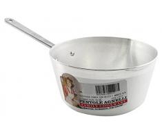 Pentole Agnelli Casserole Conique avec Bec verseur, en Aluminium BLTF, dotée dune poignée en Acier Inoxydable - argenté 22 cm Argent