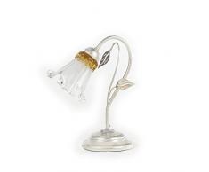 onli Lance Lampe de table en métal travaillé à la main Nuances Calla en verre, blanc argent dégradé Or