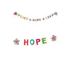 Party Pro 80633 Guirlande Peace Hope Love, Lokta, Multicolore, 180 x 7 x 0,1 cm
