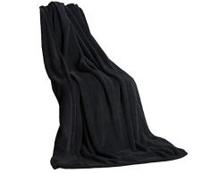 CelinaTex Couverture Plaid Douillet et Chaud Coral Polaire Microfibre Couverture Douillette Couvre-lit Couverture en Microfibre certifié Ãko-Tex, Microfibre, Noir, 200 x 220 cm