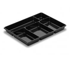 GUILLIN - SELFIPACK PR290N CARTON DE 200 Plateau Repas 5 Compartiments, Plastique, Noir, 29 x 22,4 x 3 cm