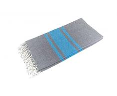 Sun and Surf Grey/Turquoise Fouta 100% Cotton 2600-A4, 90x170cm