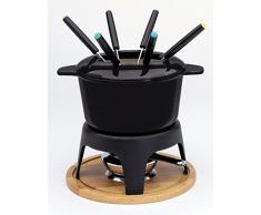 Baumalu 385051 Service à Fondue Fonte Noir avec Plateau en Bois