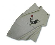 Soleil docre Torchon BrodÃ© Coq Coton Ecru 50x70 cm