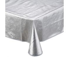 CALITEX Nappe Toile Cirée Effet Tissage, Argent, Carrée 180 x 180 cm
