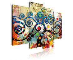 Dekoarte 489 - Tableau moderne sur toile montÃ© sur cadre en bois 4 piÃ¨ces, style amusant de larbre de vie, 120x90cm