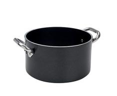 Pentole Agnelli Alblack Casserole Haute en Aluminium, épaisseur 5 mm, avec 2 poignées en Acier Inoxydable 3,3 l Noir