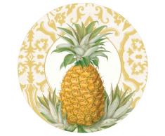 Caspari 11680SP Royal Pineapple Paquet de 8 Assiettes Dessert, Non-BÃ¢ton, Multicolore, 21 x 21 x 0,02 cm