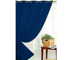 HomeMaison Rideau Occultant Non Feu M1, Polyester, Outremer, 260x140 cm