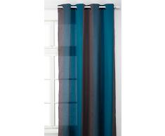 Linder 0906/49/375FR Rideau Rayé Bergame Bleu Opale Taupe Oeillets 145 x 280 cm