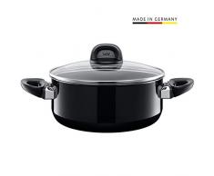 Silit 2101294450 Faitout Bas avec Couvercle, Ãmail, Noir, 24 cm