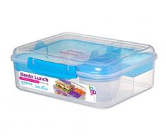 Sistema Gamelle Bento pour Les Fruits/Pot de Yaourt, 1,65Â l, Plastique, Transparent/Bleu, 18.5 x 21.8 x 7.7 cm