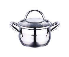 Bergner Gourmet - Casseroles acier inoxydable avec couvercle 20x11.5 cm 3.3l bon pour linduction