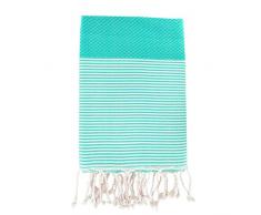 Moorish Idol - Fouta Nid dAbeille Rayure Fine- 100cm x 200cm- Vert Turquoise