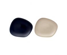 like. by Villeroy & Boch - Organic lot de 2 assiettes, assiettes en porcelaine dure pour 2 personnes, bleu, sable, adapté au lave-vaisselle