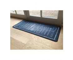 CasÃ¢me Tapis de Cuisine Noir Motif Couverts